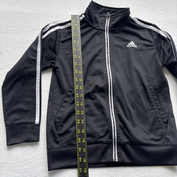 ADIDAS Boys Kids Three Stripe Tricot Classic Activewear Zip Jacket Size 6 Black - Picture 5 of 9